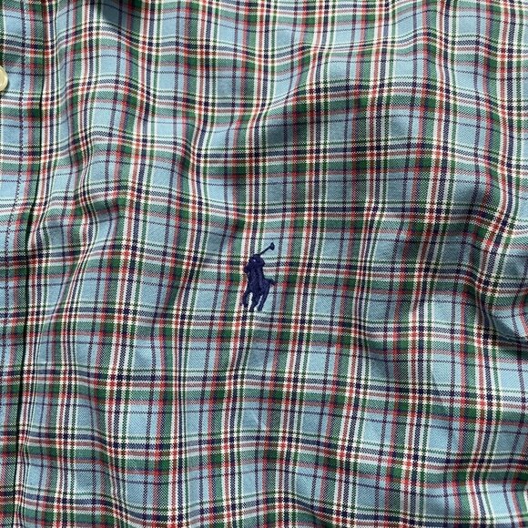 Ralph Lauren Button Down Shirt Men Size 2XL Blue Plaid Long Sleeve Collared - Picture 7 of 8